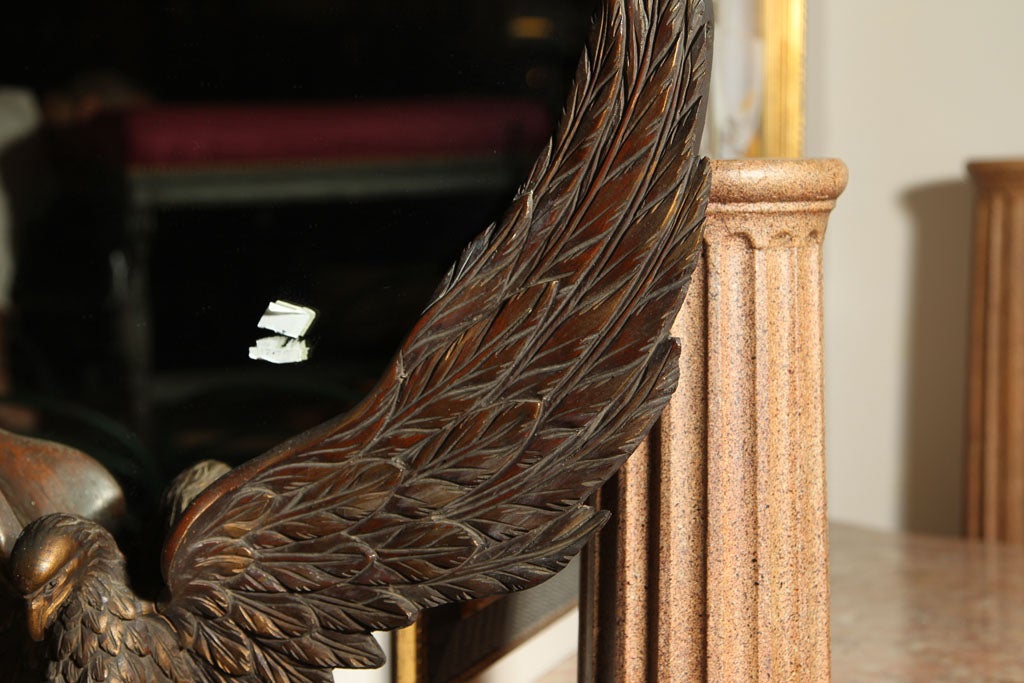 Wood 19th Century Carved Eagle with Mirror Back