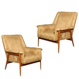 Pair of Mid-Century Ultra Suede Arm Chairs