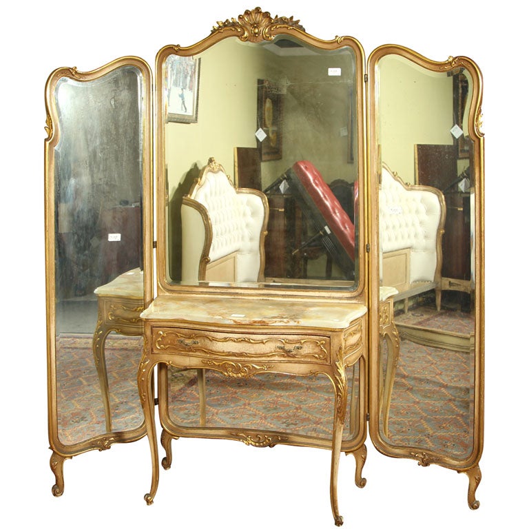 Stamped Jansen Tri-Fold Mirror  with Dressing Table