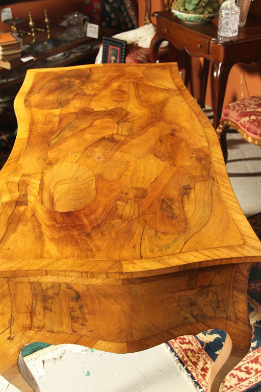 Italian Olive Wood Bombe' Desk with Center Drawer 1