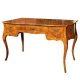 Italian Olive Wood Bombe' Desk with Center Drawer
