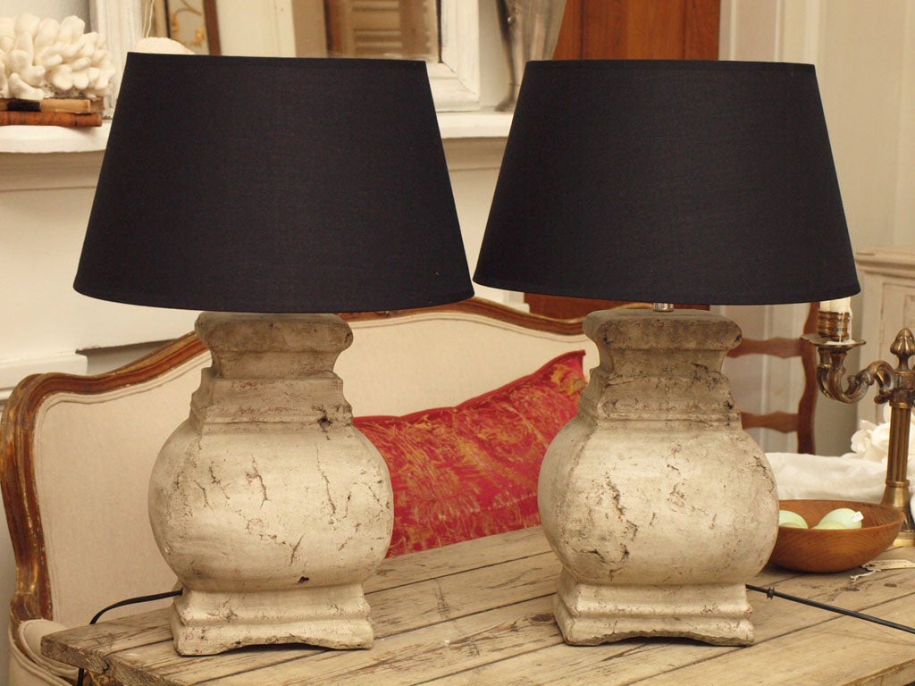 Pair Stone Urn Lamps (European)