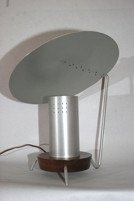 Aluminum  Table Lamp Mid Century Modern Futurist attributed to Heifetz 1950's For Sale