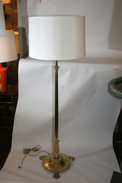 Early 20th Century Floor Lamp Classical Modern height adjusts brass German 1920's For Sale
