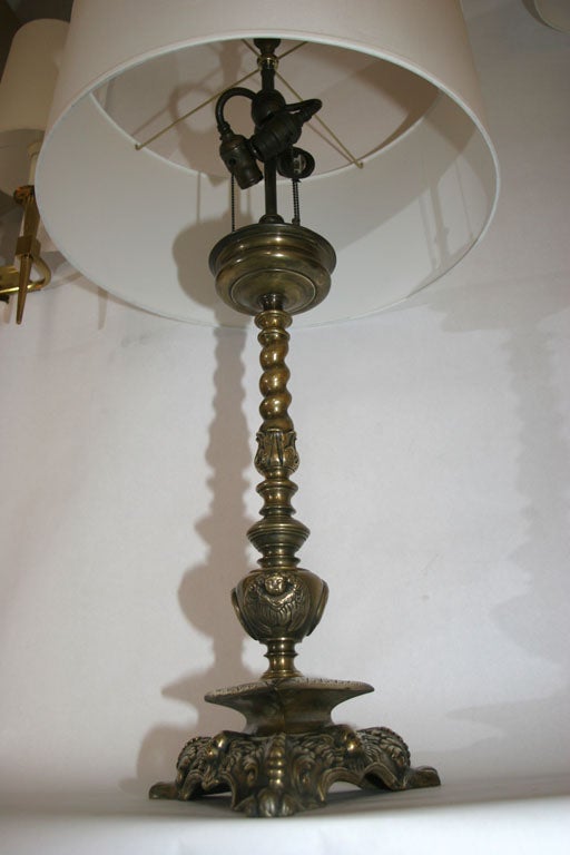 20th Century Pair of Bronze Table Lamps