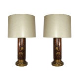 A Pair of Modernist wood and lacquer Table Lamps