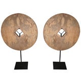 Large Wood Cart Wheel on Stand Large Wood Cart Wheel on Stand