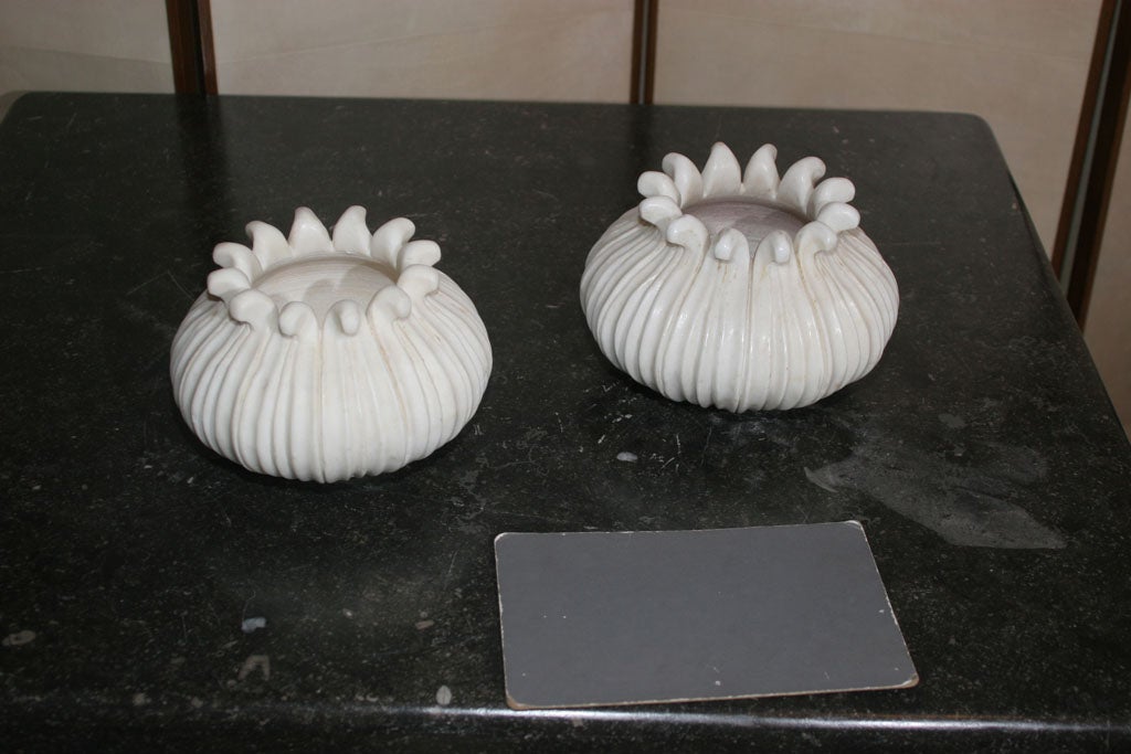 Hand-carved White Marble Lotus Bowl