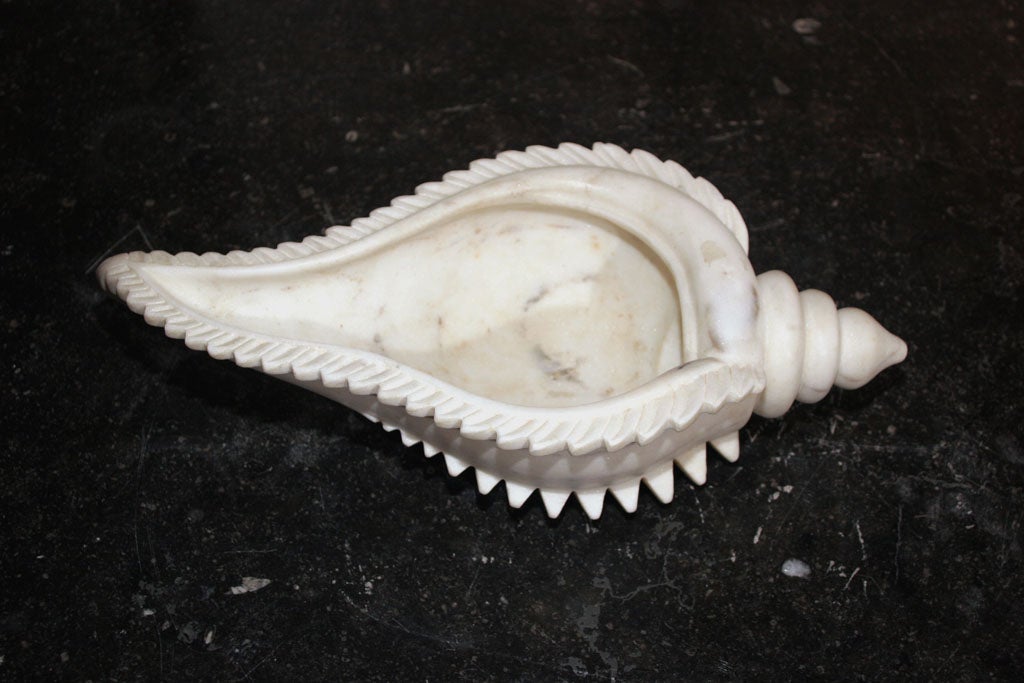 Indian White Marble Conch Shell Bowl