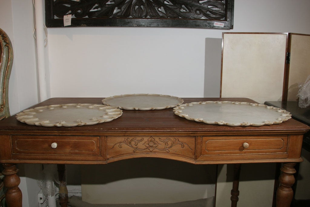 20th Century White Marble Serving Platter