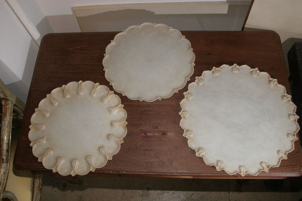 Indian white vintage marble serving platter. Three styles and two sizes available. Largest size priced below.