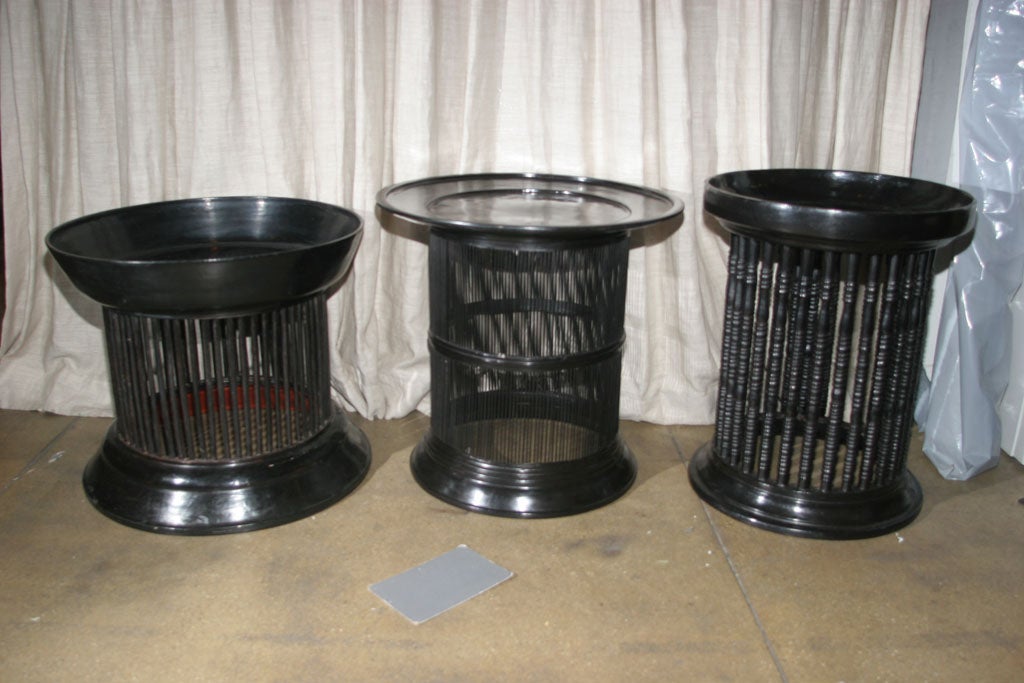 Round Black Lacquered Tables