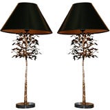 A pair of original Blass topiary lamps in Bronze and Steel