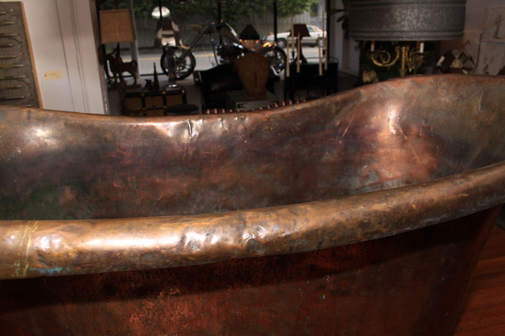 Vintage Rolled-Edge Copper Bathtub 2