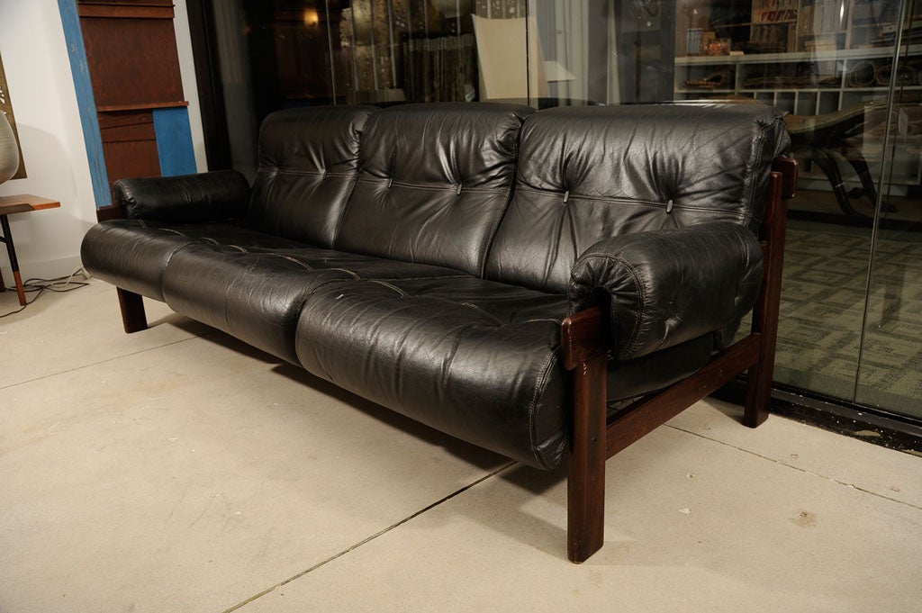Jacaranda Wood and Leather Sofa 5