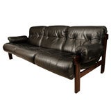 Jacaranda Wood and Leather Sofa