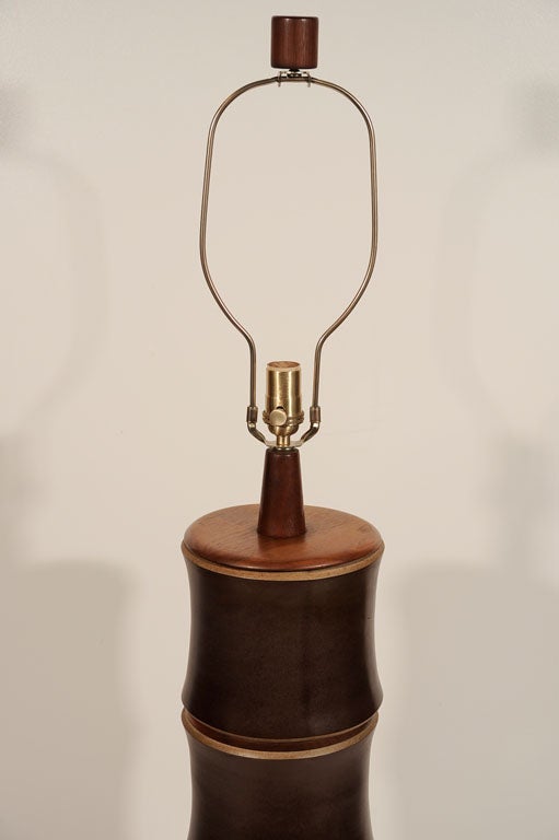 Pair of Large Ceramic Bamboo Lamps by Gordon Martz 2