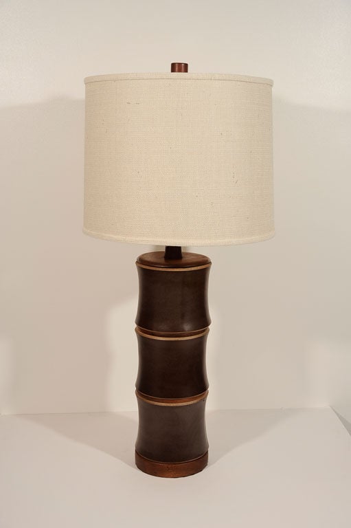 Pair of Large Ceramic Bamboo Lamps by Gordon Martz 4