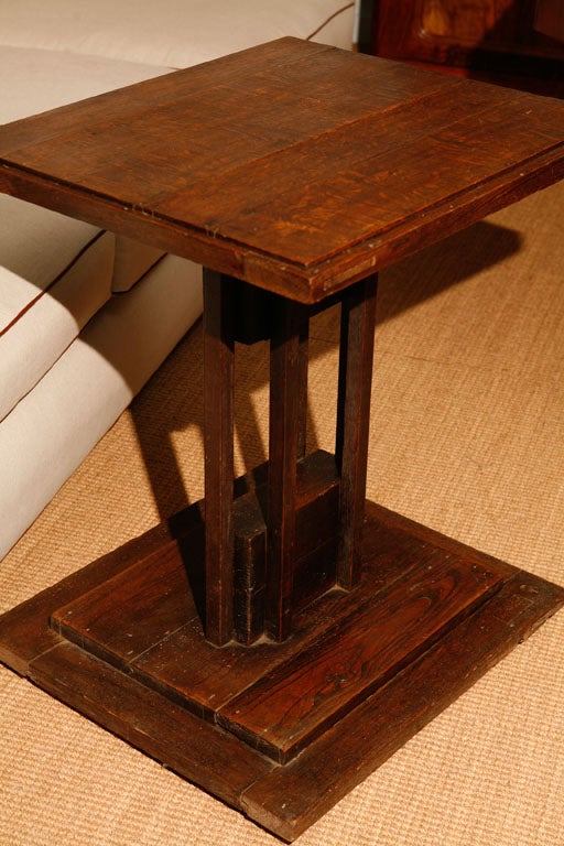French Oak  Square Side Table