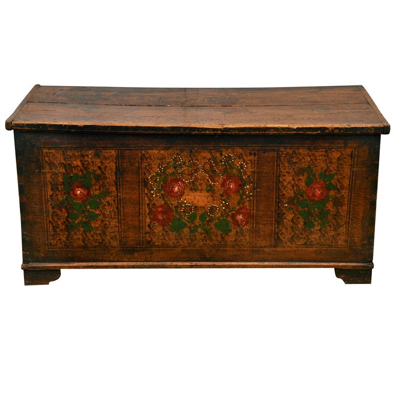 Pine Chest with Floral Painting