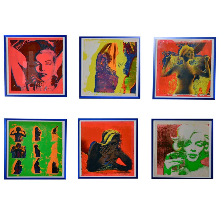 Six 1962 Bert Stern Silkscreens of Marilyn Monroe/Cobalt Frames For Sale