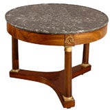 19th century Empire Mahogany Center Table with Grey Marble Top