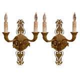 Pair of French Empire Style Bronze Wall Sconces, 19th c.