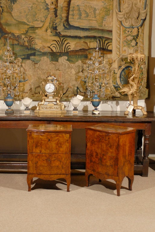 A Pair of Fine 18th Century Serpentine Walnut Side Cabinets