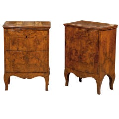 A Pair of Fine 18th Century Serpentine Walnut Side Cabinets
