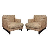 Pair of Ed Wormley for Dunbar Lounge Chairs #5703 Fortuny Fabric