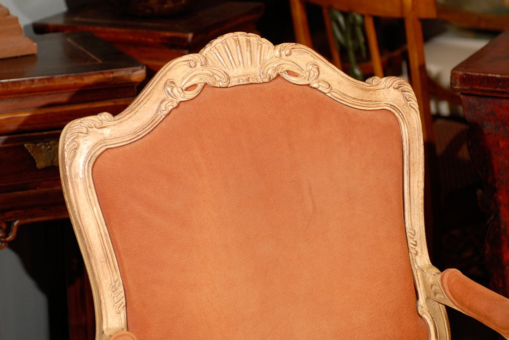 Suede Covered French Chair In Excellent Condition In Chamblee, GA