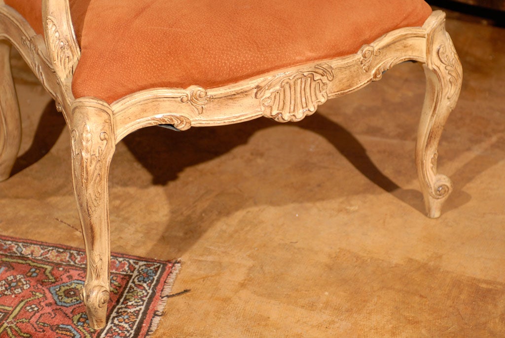 20th Century Suede Covered French Chair