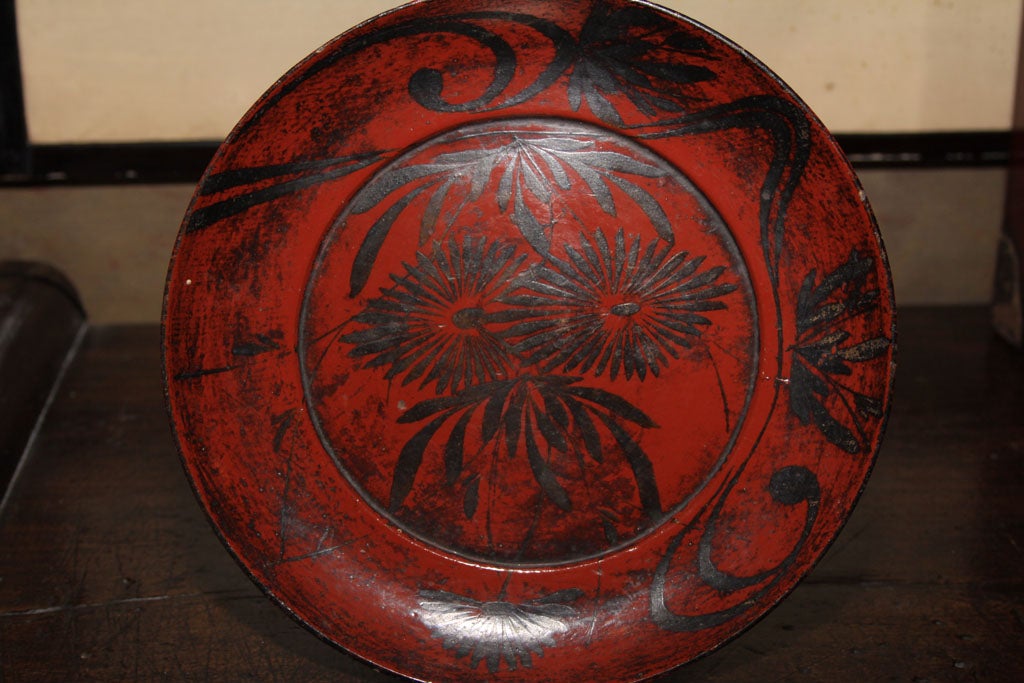 Japanese Negoro Red Lacquer Footed Tray 5