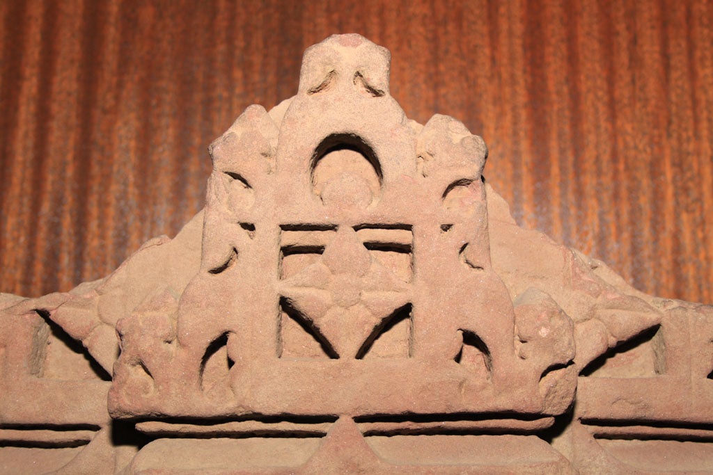 Indian Pink Sandstone Carving of Vishnu & Consorts 1
