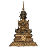 Antique Thai Cast Bronze Figure of a Meditating Buddha