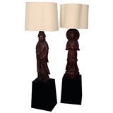 Near Pair of Lamps With Chinese Figures