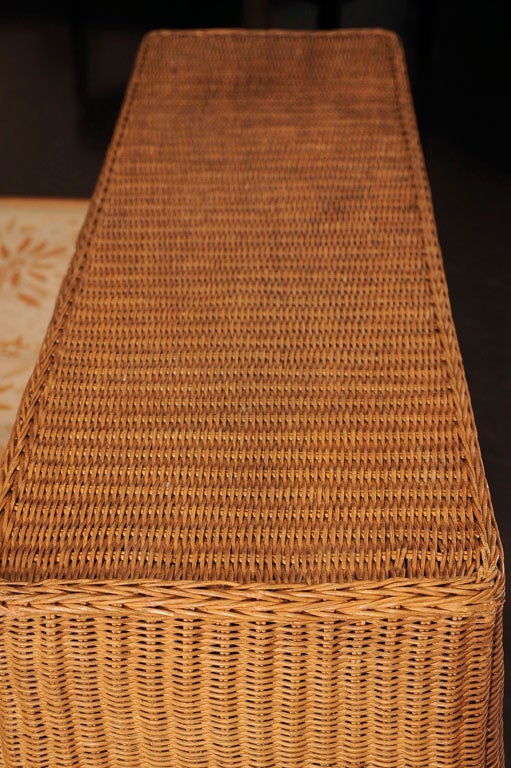 Mid-20th Century Wicker Skirted Console