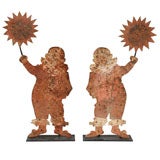 Antique Pair of French Clown Shooting Gallery Targets