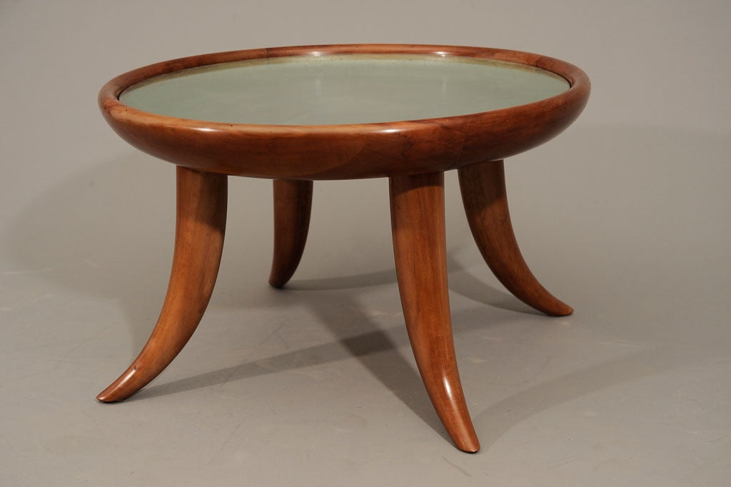 Italian A Pear Wood and Silver Leaf Low Table by Guglielmo Ulrich