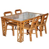 Chinese Chippendale Rattan Dining Table