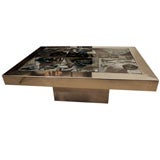 Glazed Lavastone and Stainless Steel Low Table