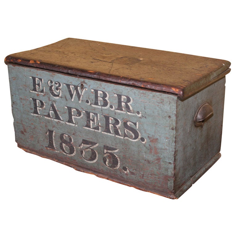 Lidded Wood Box in Original Paint at 1stDibs