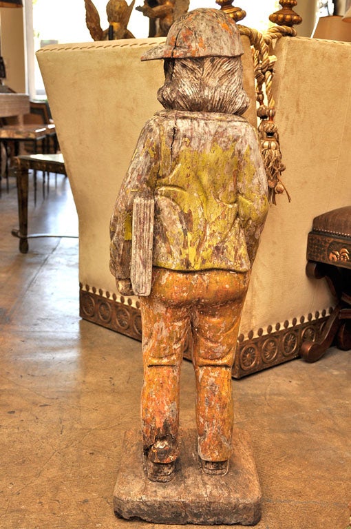 Carved Rare 20th Century Wood Carving of Child in Excellent Conditioned, Natural Patina For Sale