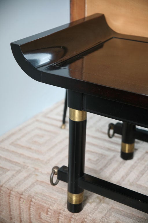 Black Lacquer and Brass-Mounted Bench, Probably James Mont 3