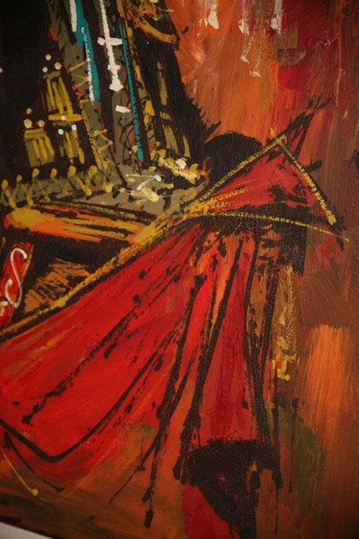Mid-20th Century Lee Reynolds Unique  And Vibrant  Large Torero Painting For Sale
