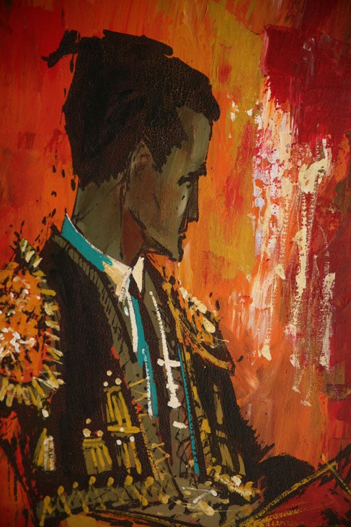 Canvas Lee Reynolds Unique  And Vibrant  Large Torero Painting For Sale