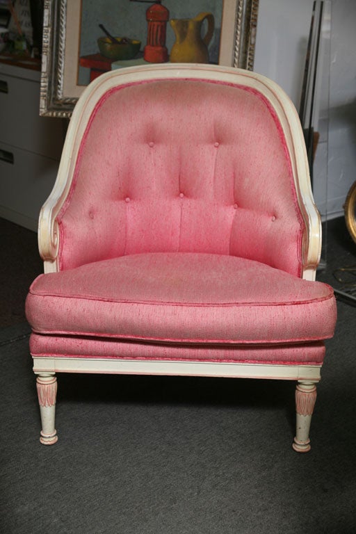 vintage single large armchair in pink original fabric