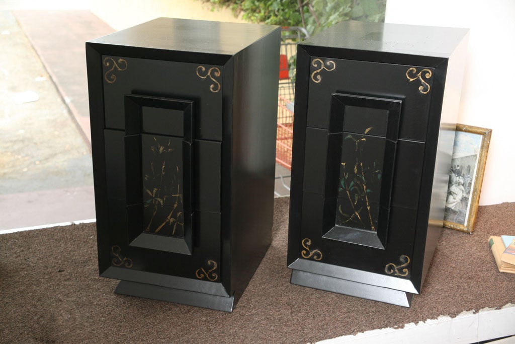 Black lacquered chinese night stand....sides were relacquered...original front