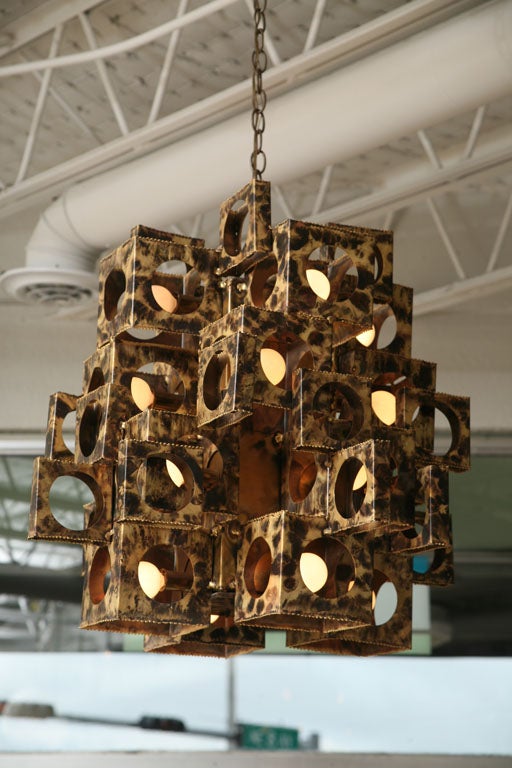 American Large Cubist Chandelier by T.A. Greene