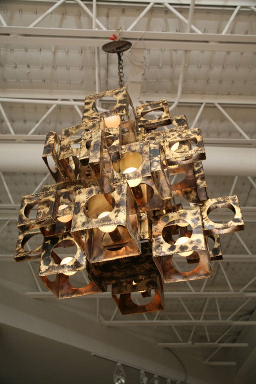 Late 20th Century Large Cubist Chandelier by T.A. Greene
